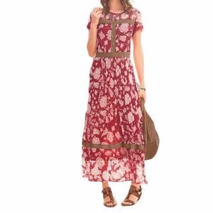 Sundance Romancing The lace Chiffon Floral Sheer Maxi Dress with Slip Size 2